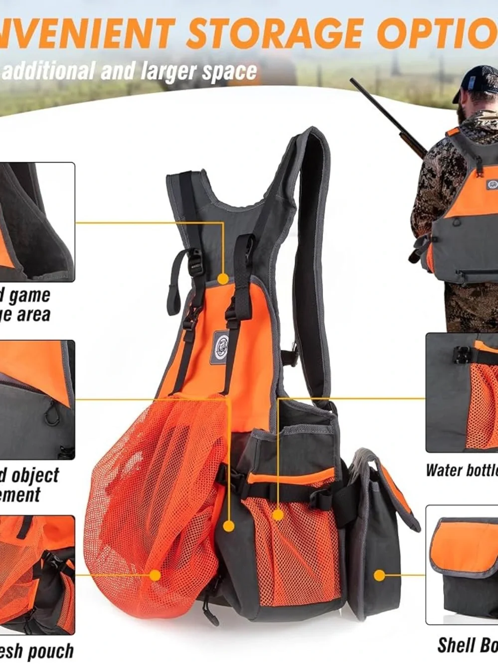 High-Visibility Hunting TKLoop Orange & Gray Men's Utility Vest Bag. Used once.